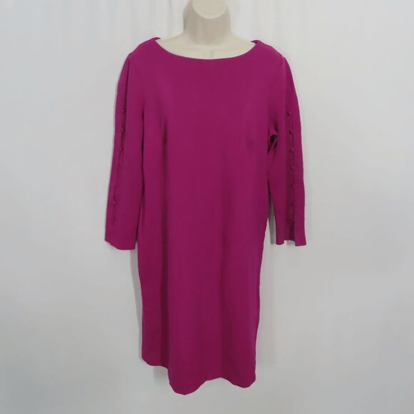 Chico's Button-Detail Ponte Fuchsia Pink Dress Size 1/8/M